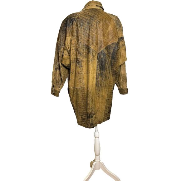 Vintage 80s WINLIT Women's Tumbled Leather Mid-Length Jacket MEDIUM Boho Hippie - Picture 10 of 16